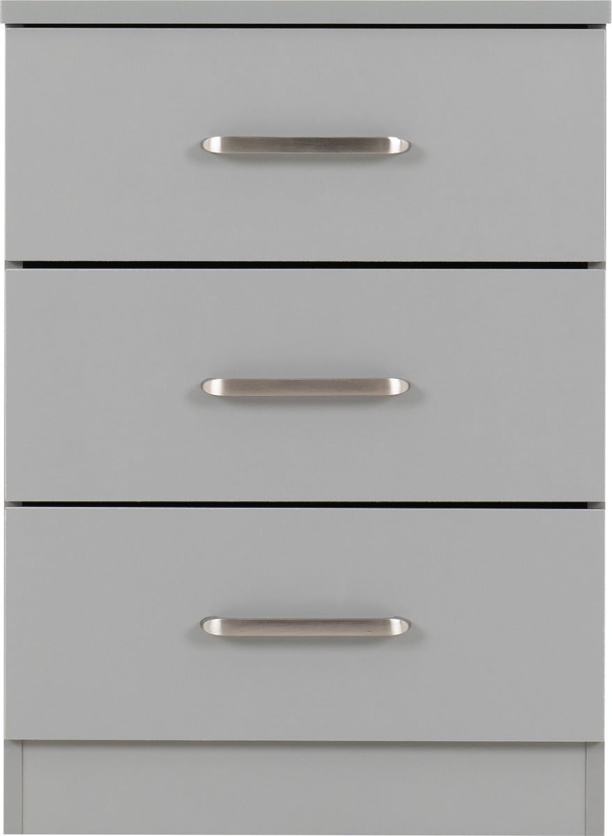 Dakota 3 Drawer Bedside - Light Grey - view 4