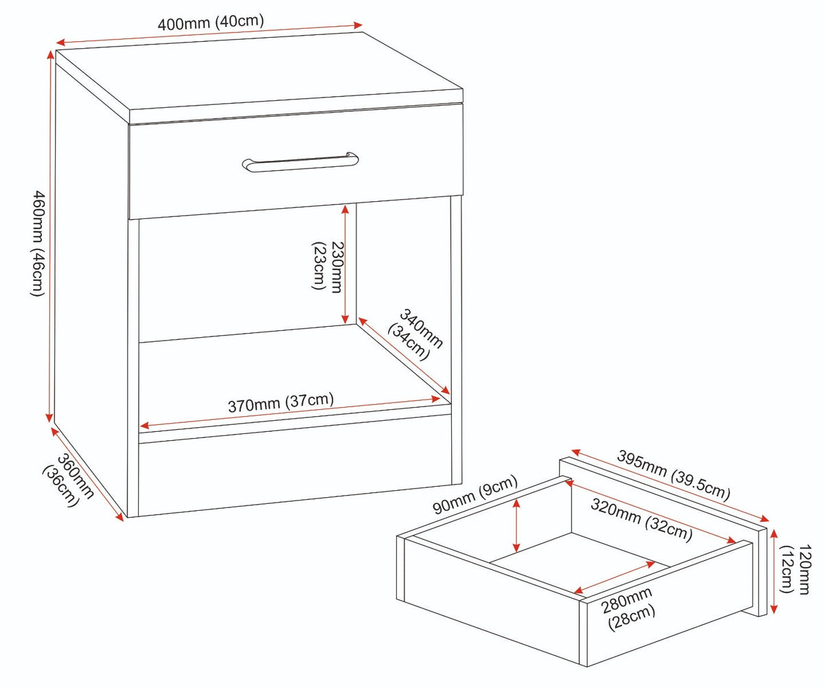 Dakota 1 Drawer Bedside - Light Grey - view 9