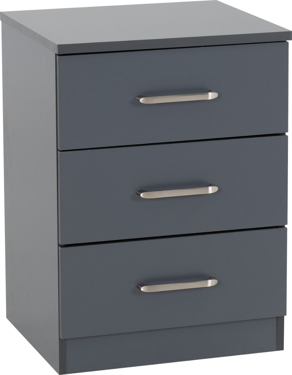Dakota 3 Drawer Bedside - Dark Grey - view 2