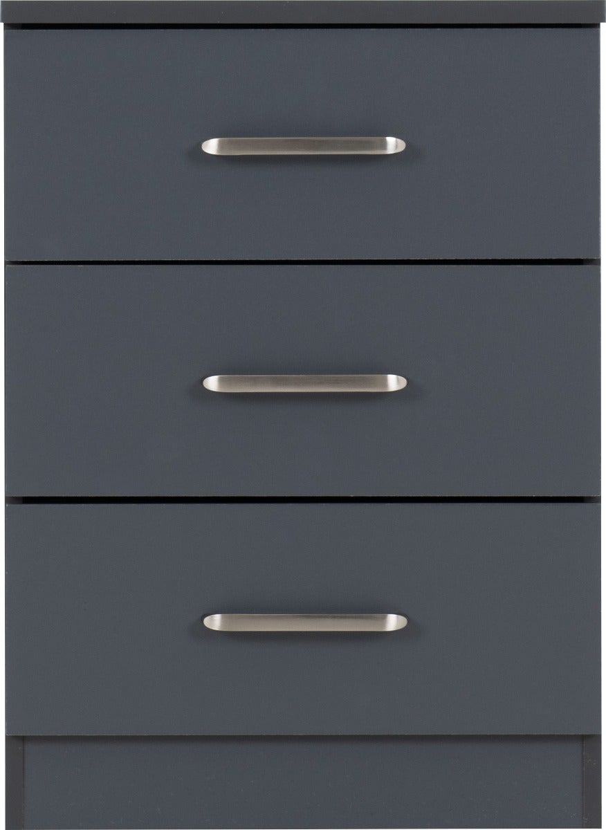 Dakota 3 Drawer Bedside - Dark Grey - view 4