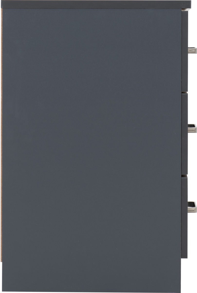 Dakota 3 Drawer Bedside - Dark Grey - view 5