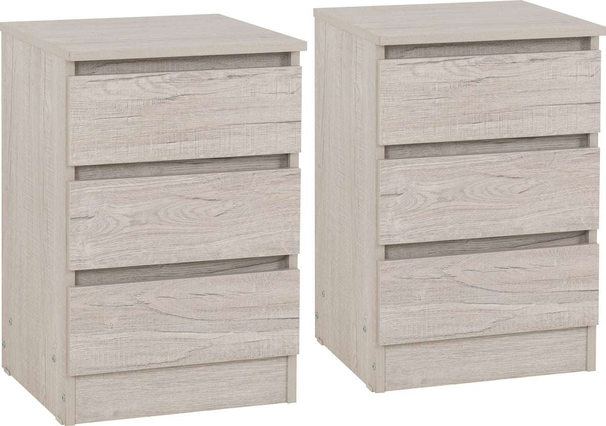 Malvern 3 Drawer Bedside X2 - Urban Snow - view 11