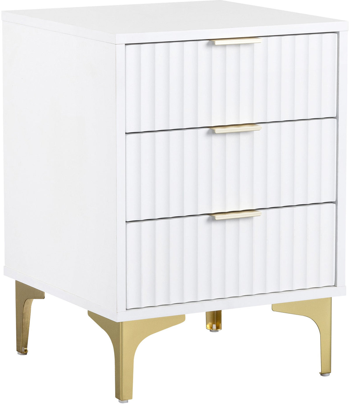 Miami 3 Drawer Bedside - White/Gold - view 8