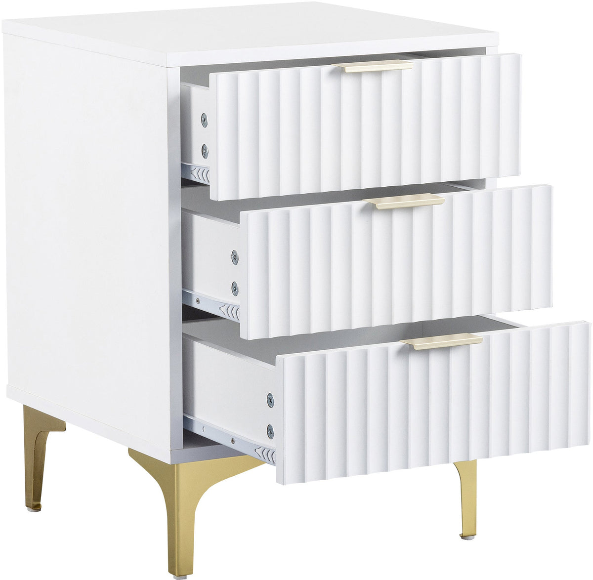 Miami 3 Drawer Bedside - White/Gold - view 7
