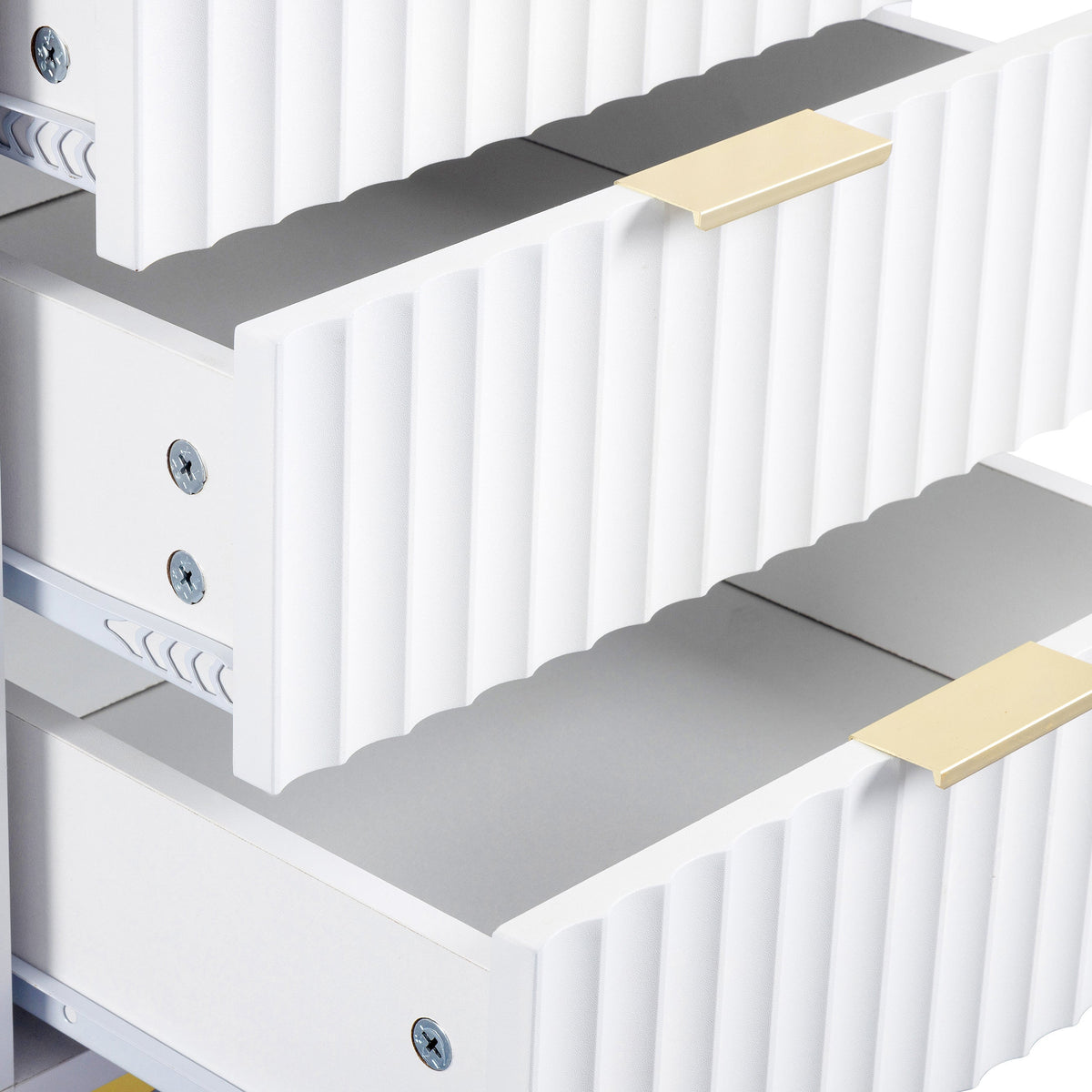 Miami 3 Drawer Bedside - White/Gold - view 3