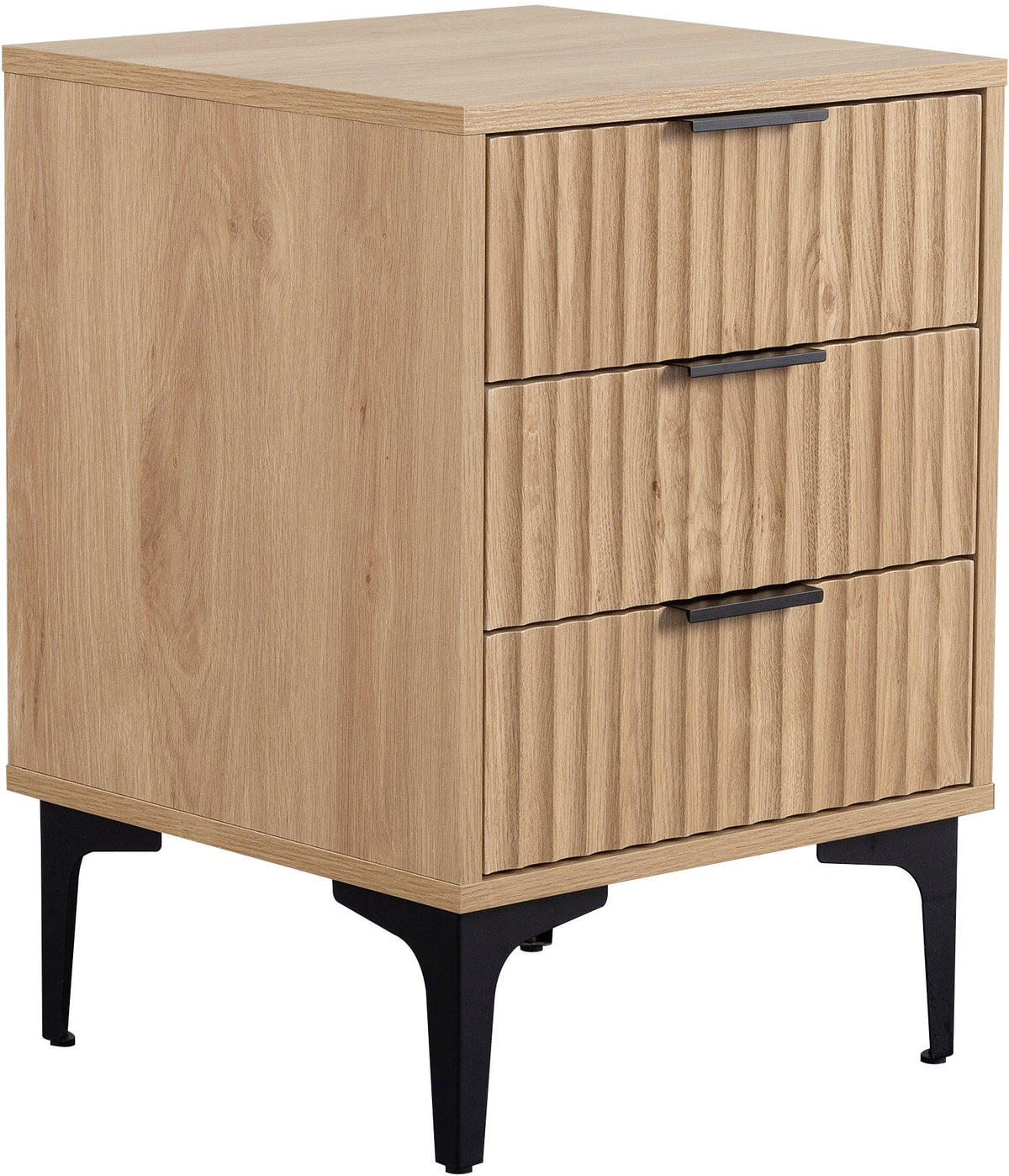 Miami 3 Drawer Bedside - Oak Effect/Black - view 7