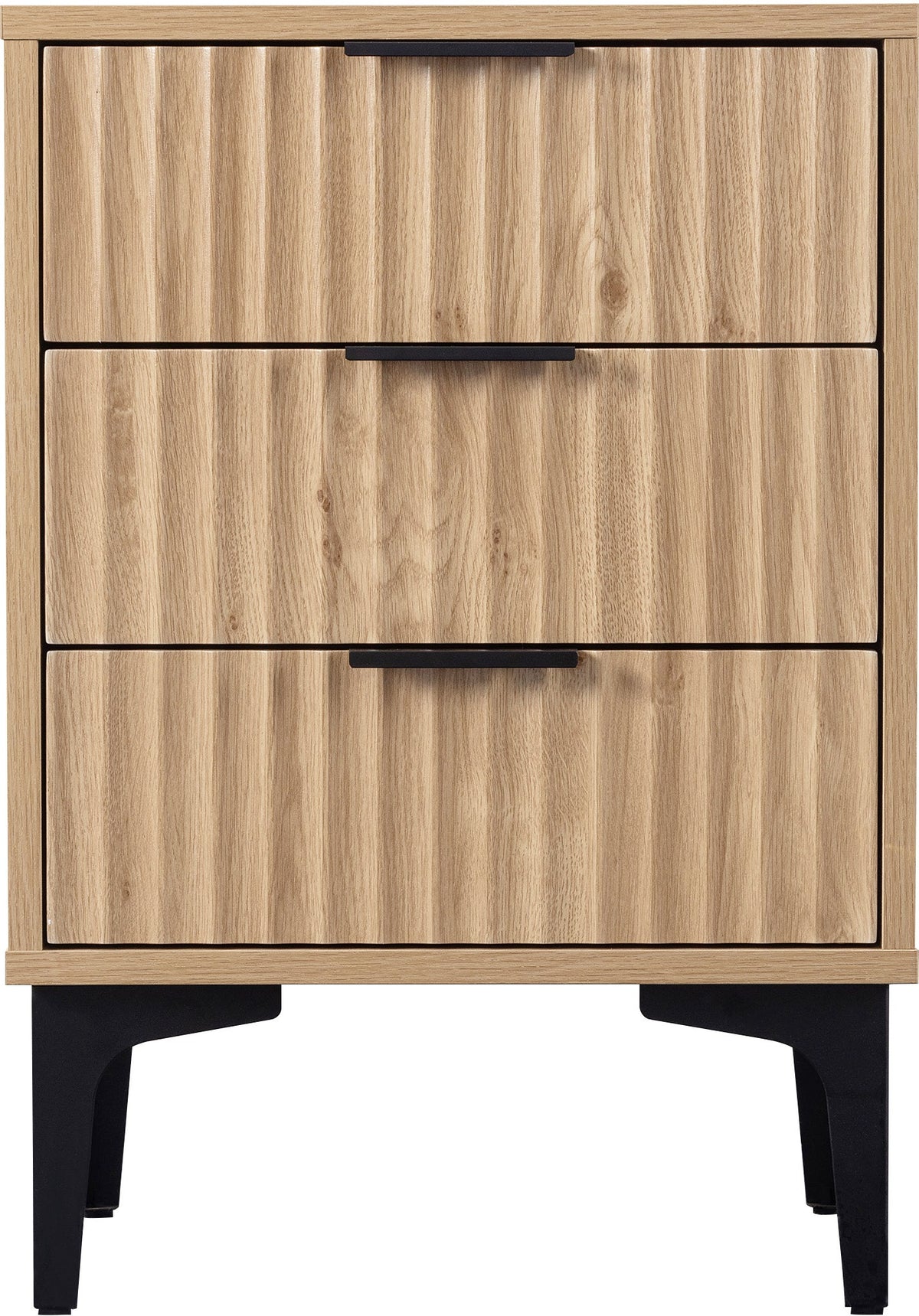 Miami 3 Drawer Bedside - Oak Effect/Black - view 5