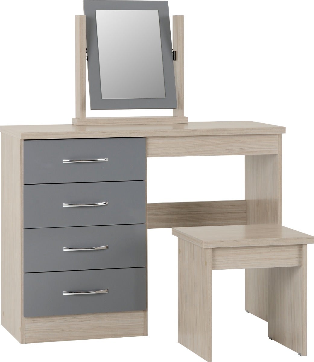 Nevada Dressing Table Set - Grey Gloss/Light Oak Effect Veneer - view 2