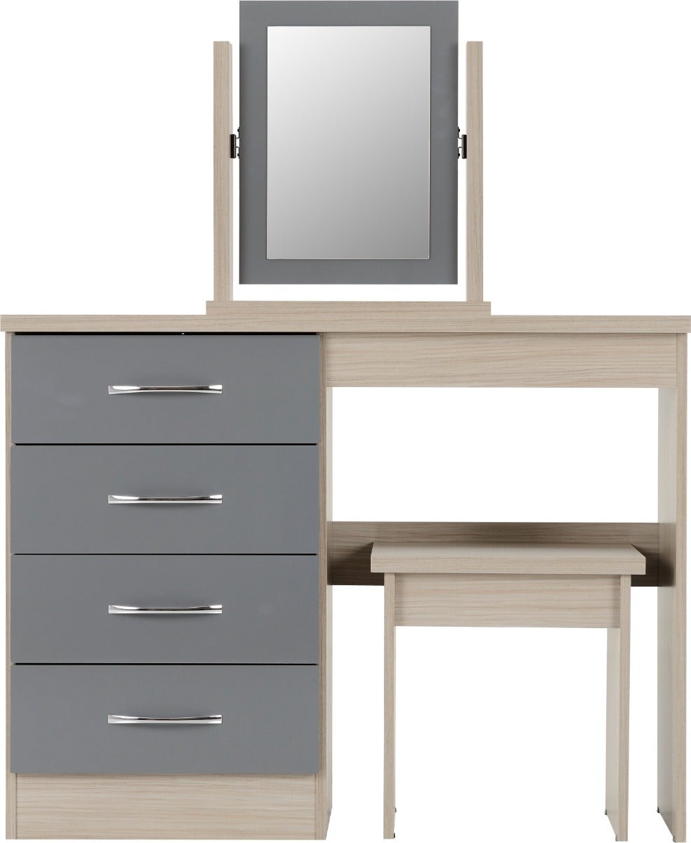 Nevada Dressing Table Set - Grey Gloss/Light Oak Effect Veneer - view 4