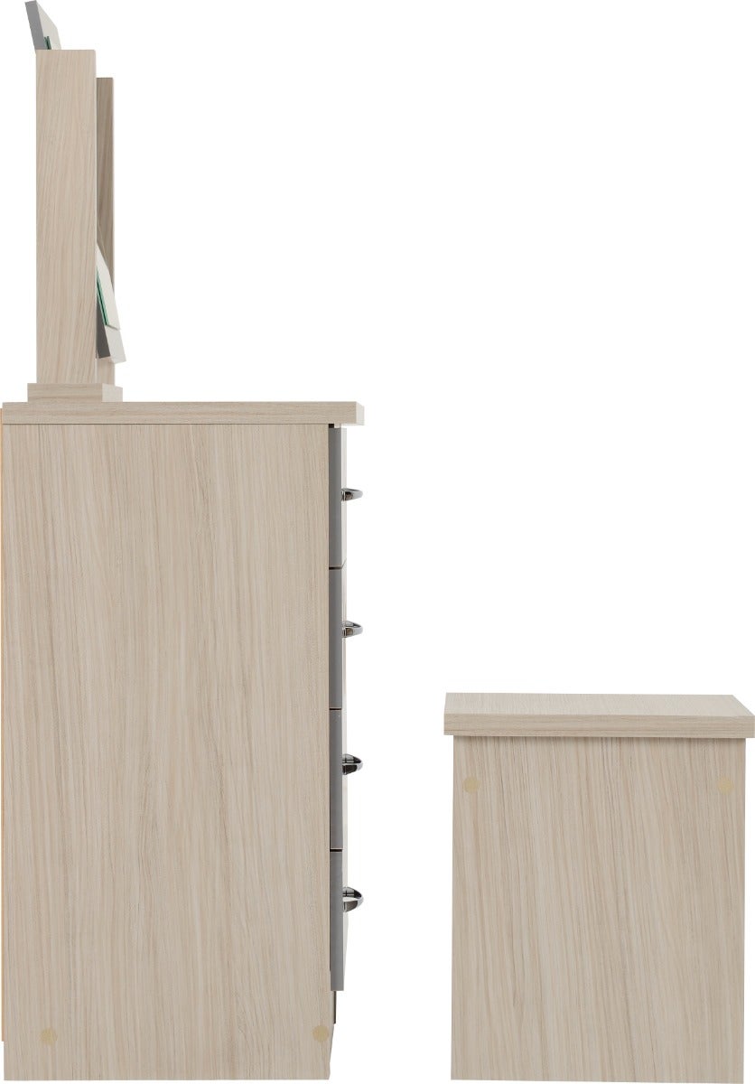 Nevada Dressing Table Set - Grey Gloss/Light Oak Effect Veneer - view 5