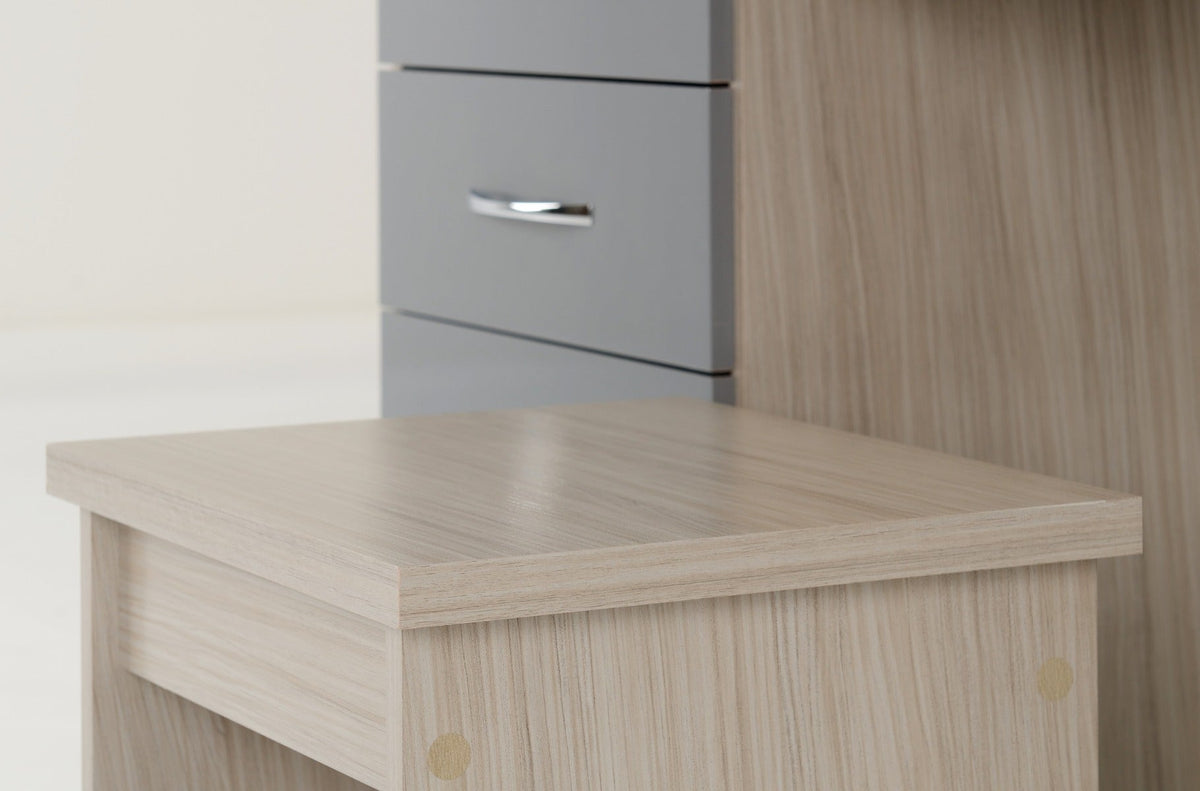 Nevada Dressing Table Set - Grey Gloss/Light Oak Effect Veneer - view 9
