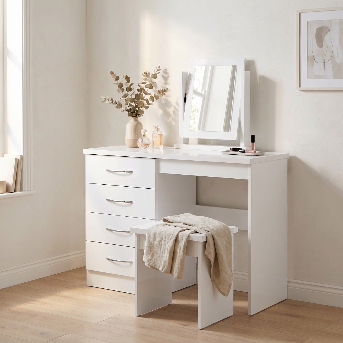 Nevada Dressing Table Set - White Gloss
