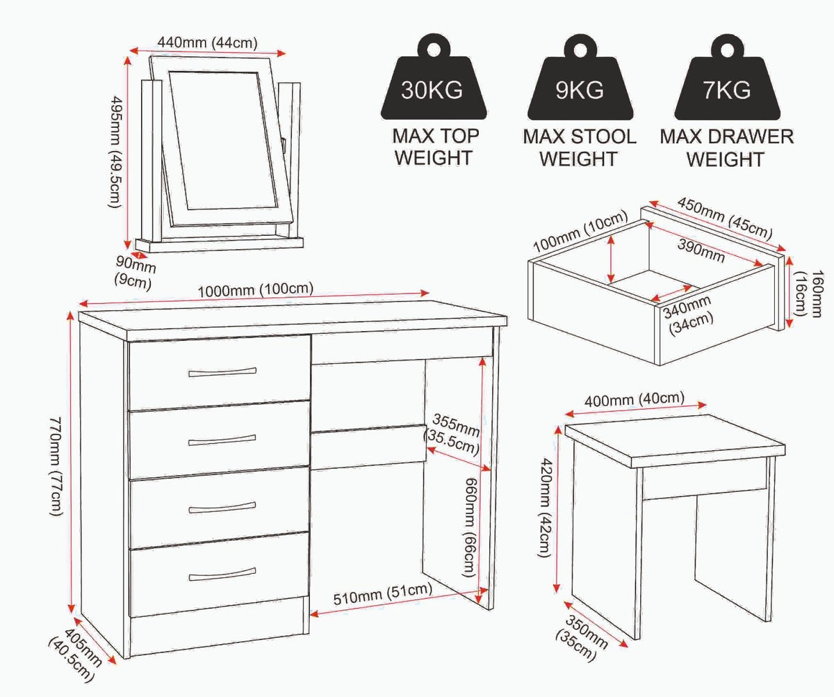 Nevada Dressing Table Set - Sonoma Oak Effect - view 12