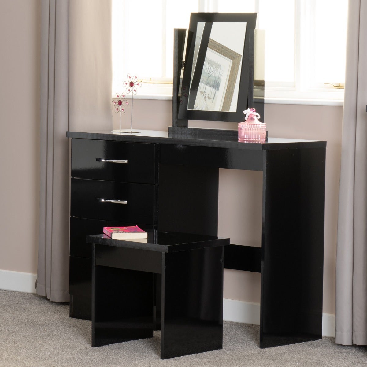 Nevada Dressing Table Set - Black Gloss - view 10
