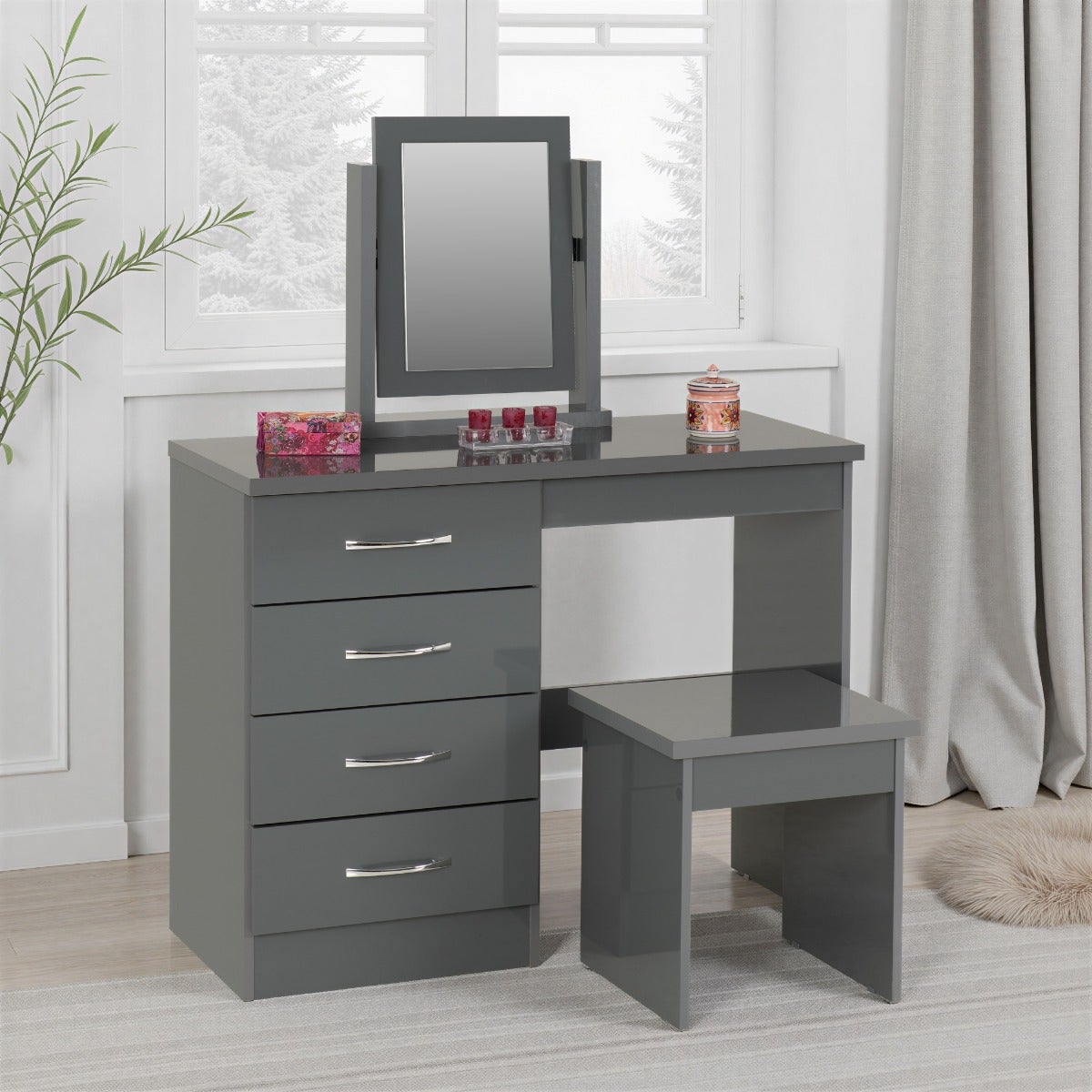 Nevada Dressing Table Set - Grey Gloss