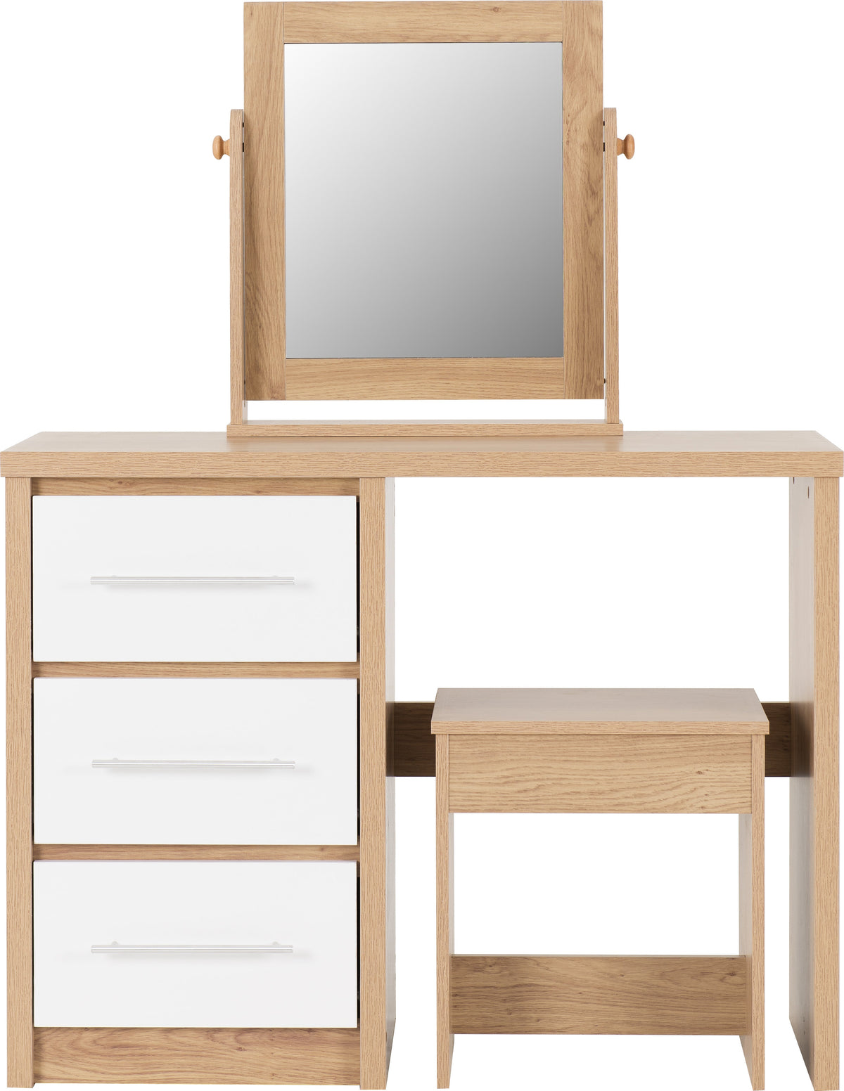 Seville Dressing Table Set - White Gloss/Light Oak Effect Veneer - view 12
