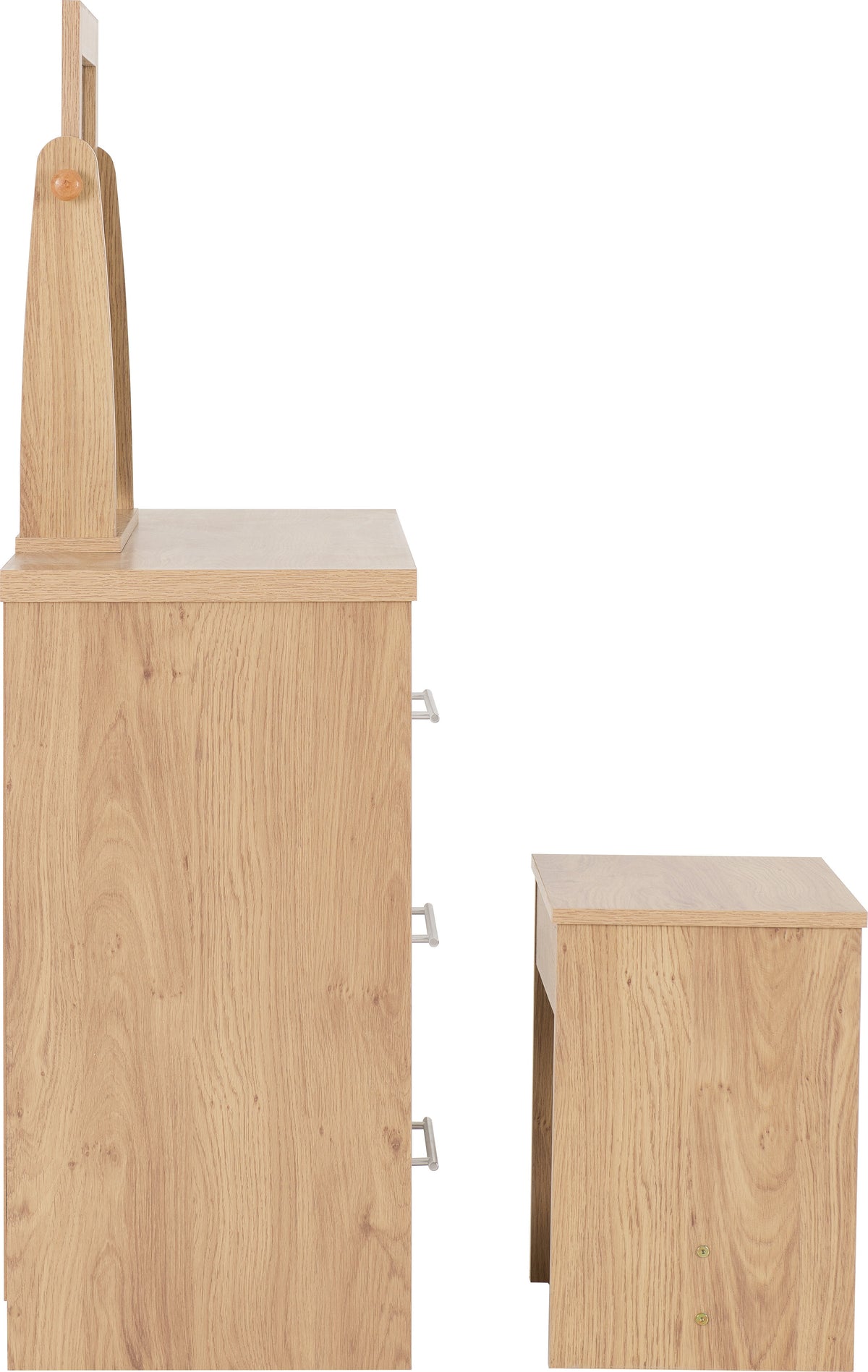 Seville Dressing Table Set - White Gloss/Light Oak Effect Veneer - view 11