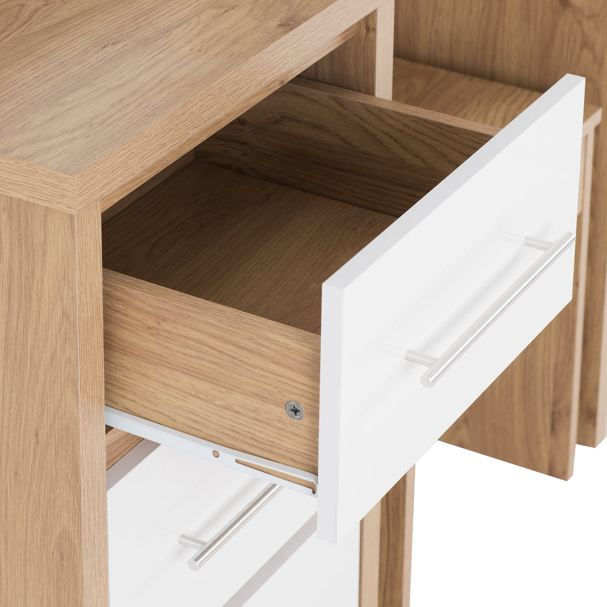 Seville Dressing Table Set - White Gloss/Light Oak Effect Veneer - view 8
