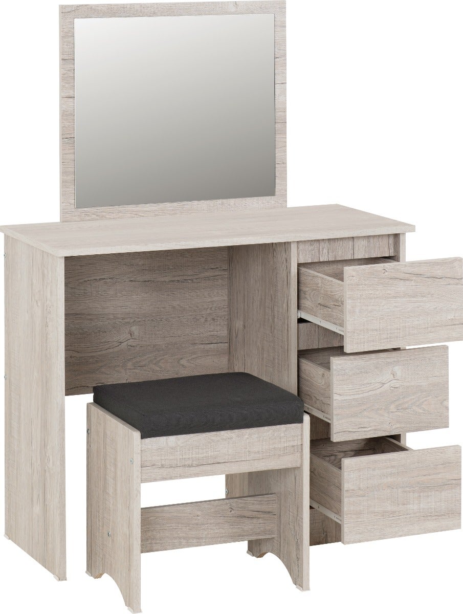 Malvern 3 Drawer Dressing Table Set - Urban Snow/Steel Fabric - view 3