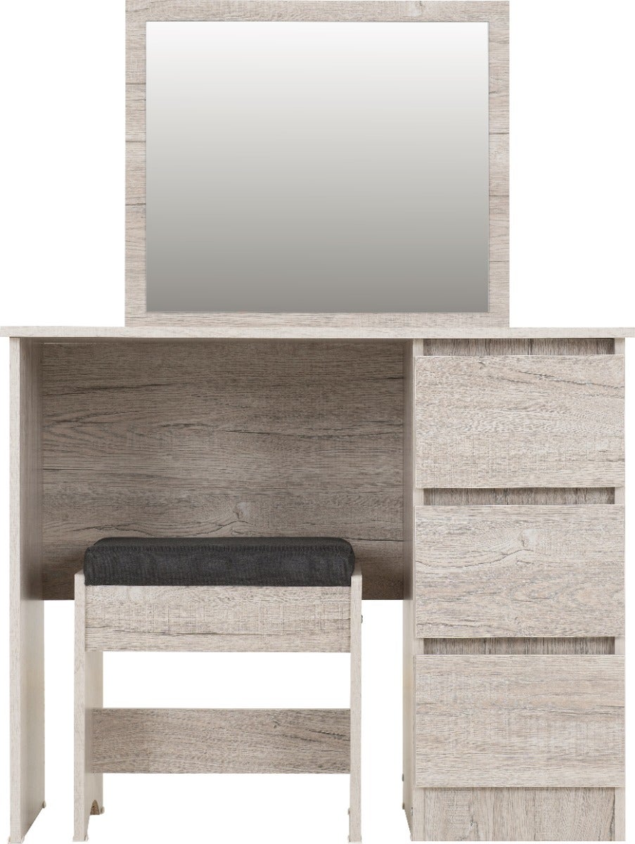 Malvern 3 Drawer Dressing Table Set - Urban Snow/Steel Fabric - view 4