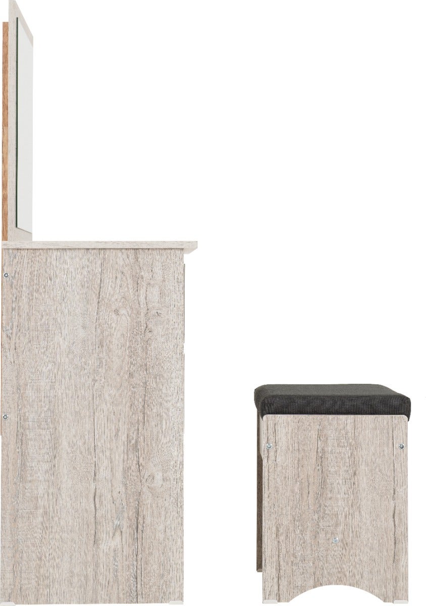 Malvern 3 Drawer Dressing Table Set - Urban Snow/Steel Fabric - view 5