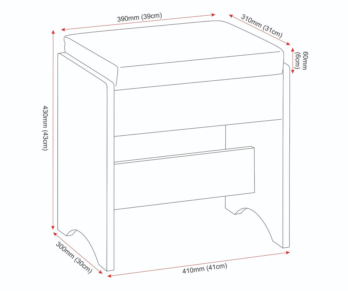 Malvern 3 Drawer Dressing Table Set - Urban Snow/Steel Fabric - view 10