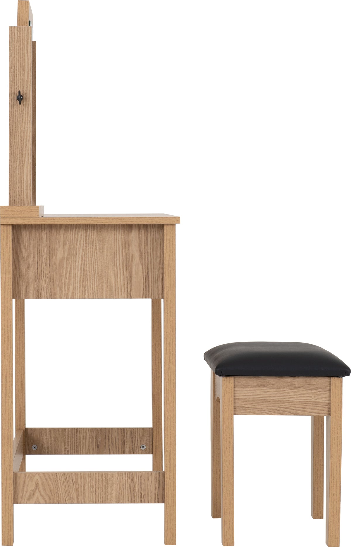 Tessa 2 Drawer Dressing Table Set - Natural Oak Effect/Black Faux Leather - view 10