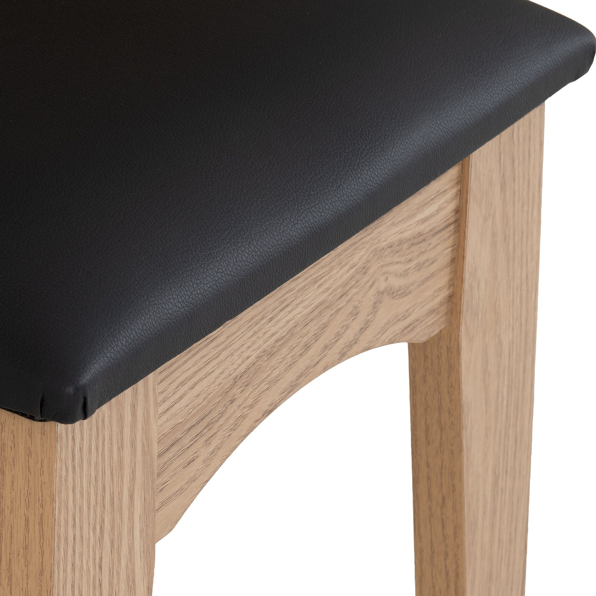 Tessa 2 Drawer Dressing Table Set - Natural Oak Effect/Black Faux Leather - view 6
