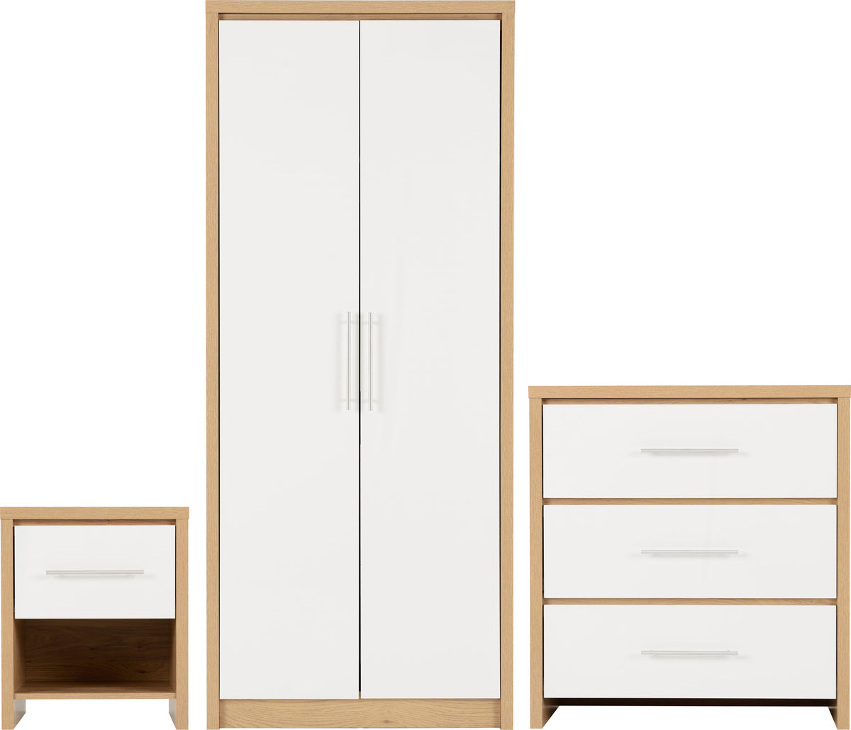 Seville Bedroom Set - White Gloss/Light Oak Effect Veneer - view 23