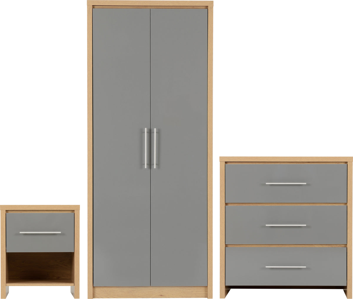 Seville Bedroom Set - Grey Gloss/Light Oak Effect Veneer - view 24
