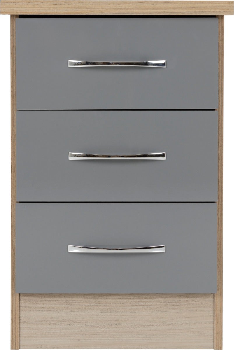 Nevada 2 Door 1 Drawer Wardrobe Bedroom Set - Grey Gloss/Light Oak Effect Veneer - view 15
