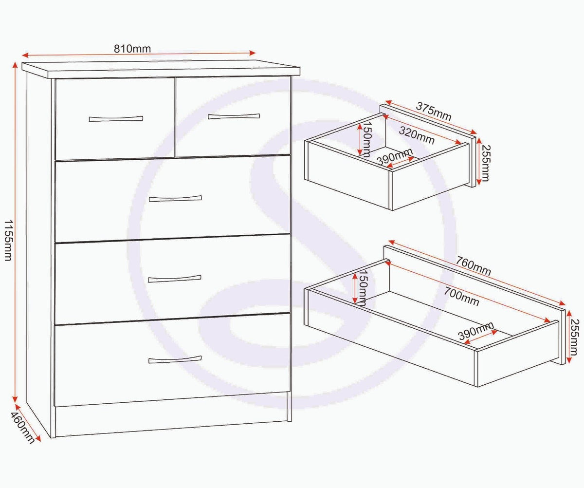 Nevada 2 Door 1 Drawer Wardrobe Bedroom Set - 3D Effect Grey - view 20