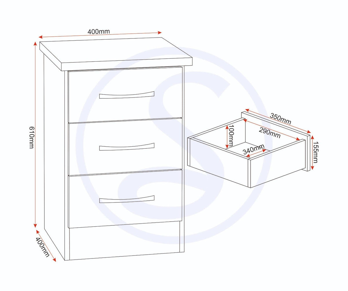 Nevada 2 Door 1 Drawer Wardrobe Bedroom Set - 3D Effect Grey - view 21