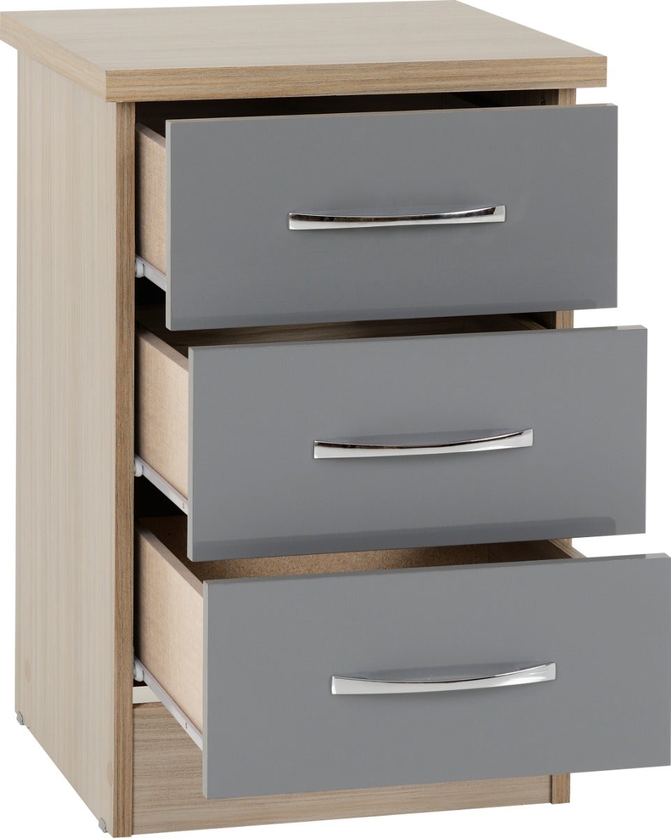 Nevada 3 Door 2 Drawer Wardrobe Bedroom Set - Grey Gloss/Light Oak Effect Veneer - view 14