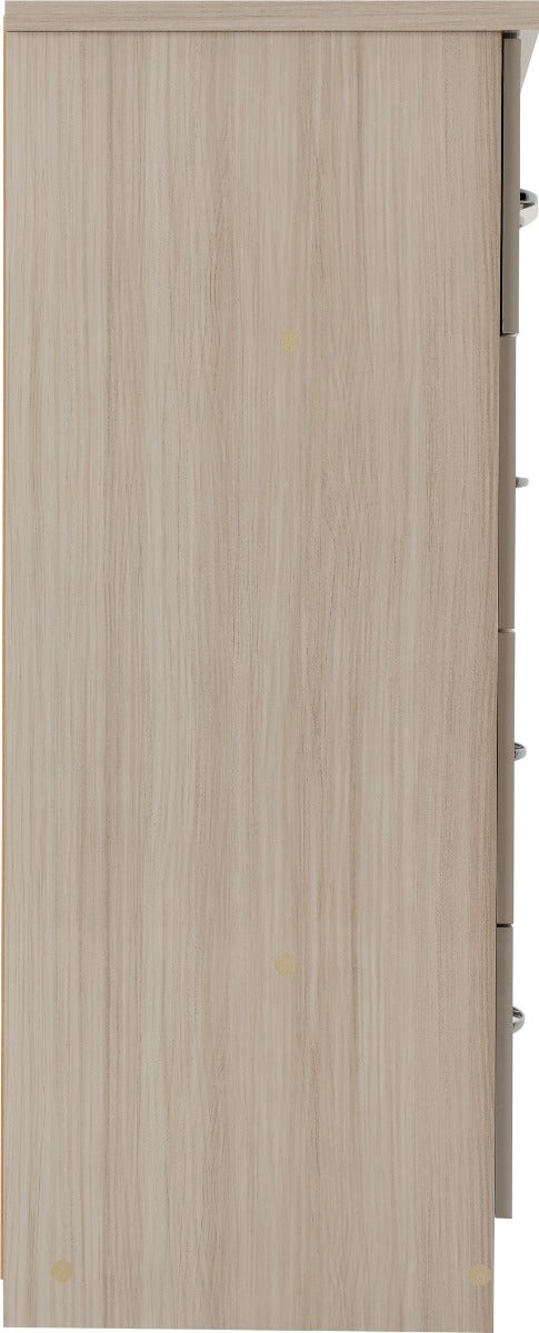 Nevada 3 Door 2 Drawer Wardrobe Bedroom Set - Oyster Gloss/Light Oak Effect Veneer - view 11