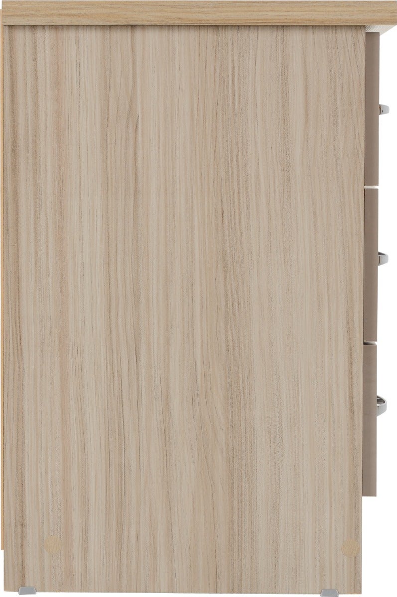 Nevada 3 Door 2 Drawer Wardrobe Bedroom Set - Oyster Gloss/Light Oak Effect Veneer - view 16