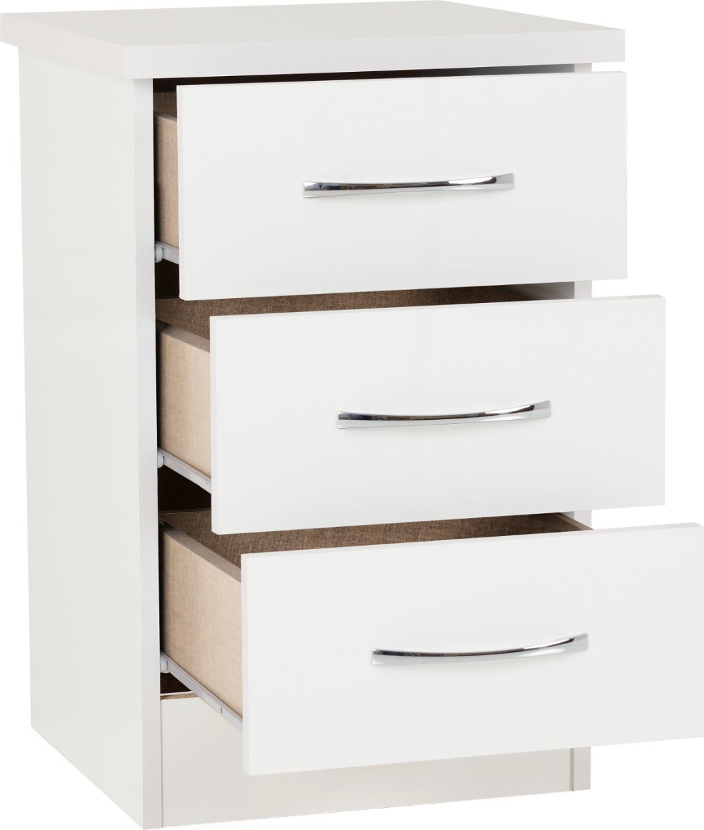 Nevada 3 Door 2 Drawer Wardrobe Bedroom Set - White Gloss - view 14