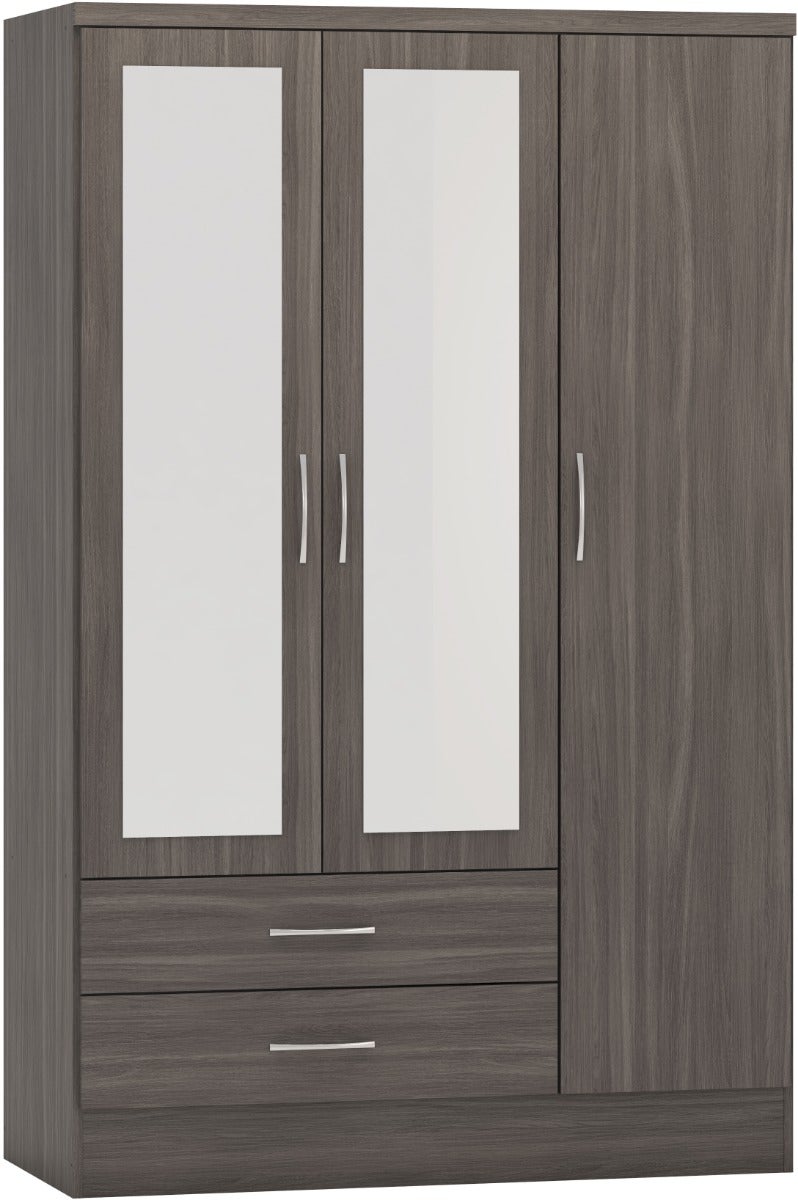 Nevada 3 Door 2 Drawer Wardrobe Bedroom Set - Black Wood Grain - view 3