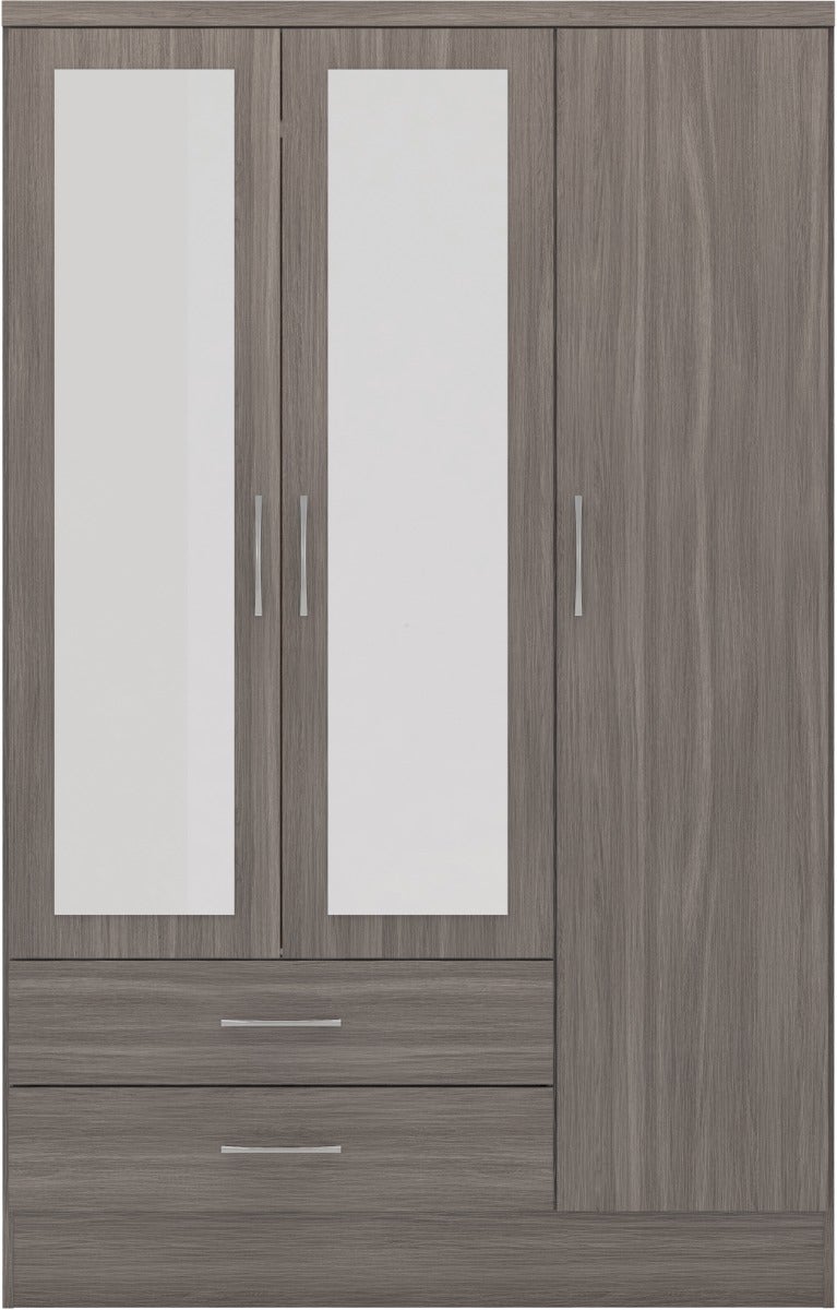 Nevada 3 Door 2 Drawer Wardrobe Bedroom Set - Black Wood Grain - view 4
