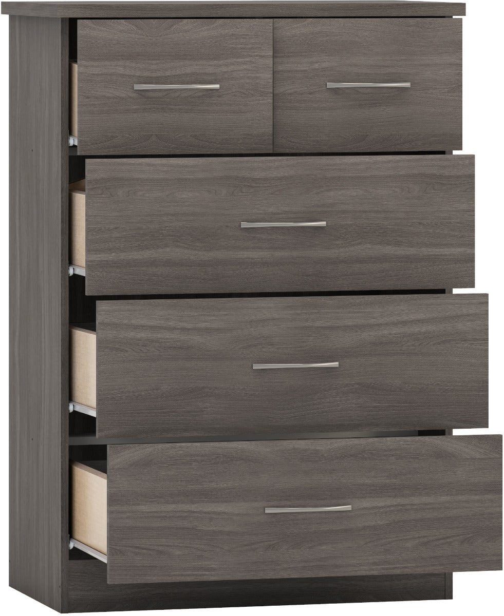 Nevada 3 Door 2 Drawer Wardrobe Bedroom Set - Black Wood Grain - view 9
