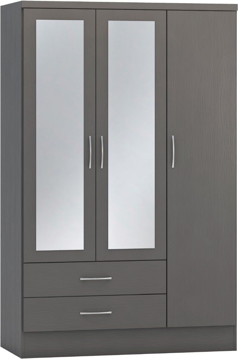 Nevada 3 Door 2 Drawer Wardrobe Bedroom Set - 3D Effect Grey - view 3