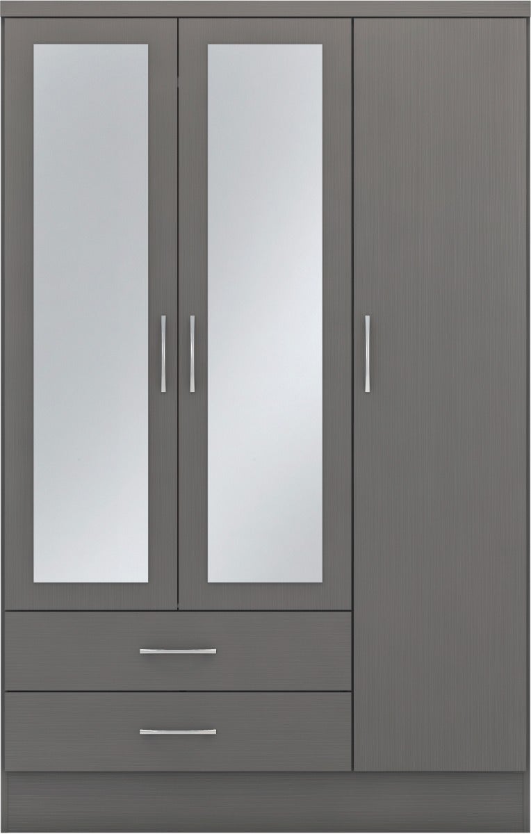 Nevada 3 Door 2 Drawer Wardrobe Bedroom Set - 3D Effect Grey - view 4