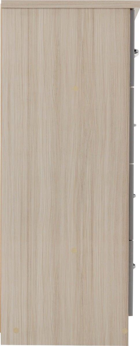 Nevada 4 Door 2 Drawer Wardrobe Bedroom Set - Grey Gloss/Light Oak Effect Veneer - view 11