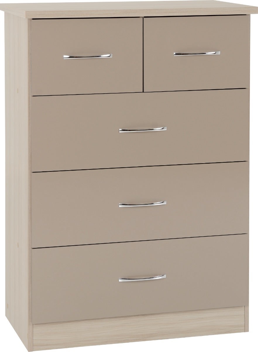 Nevada 4 Door 2 Drawer Wardrobe Bedroom Set - Oyster Gloss/Light Oak Effect Veneer - view 8