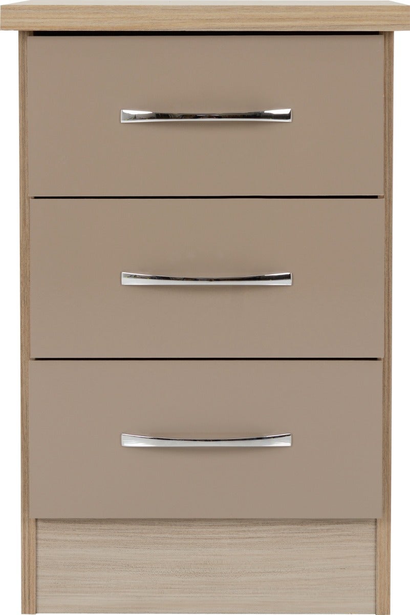 Nevada 4 Door 2 Drawer Wardrobe Bedroom Set - Oyster Gloss/Light Oak Effect Veneer - view 15