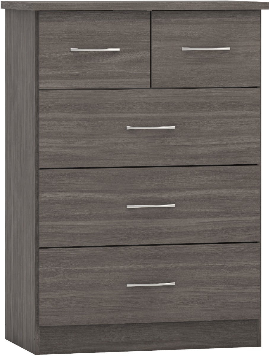 Nevada 4 Door 2 Drawer Wardrobe Bedroom Set - Black Wood Grain - view 8
