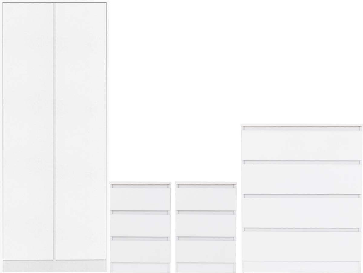 Malvern 2 Door Wardrobe Bedroom Set - White - view 29