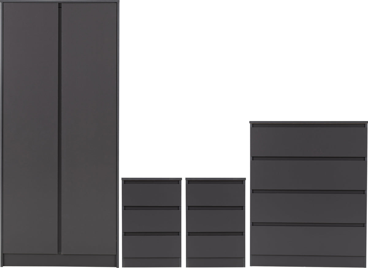 Malvern 2 Door Wardrobe Bedroom Set - Grey - view 23