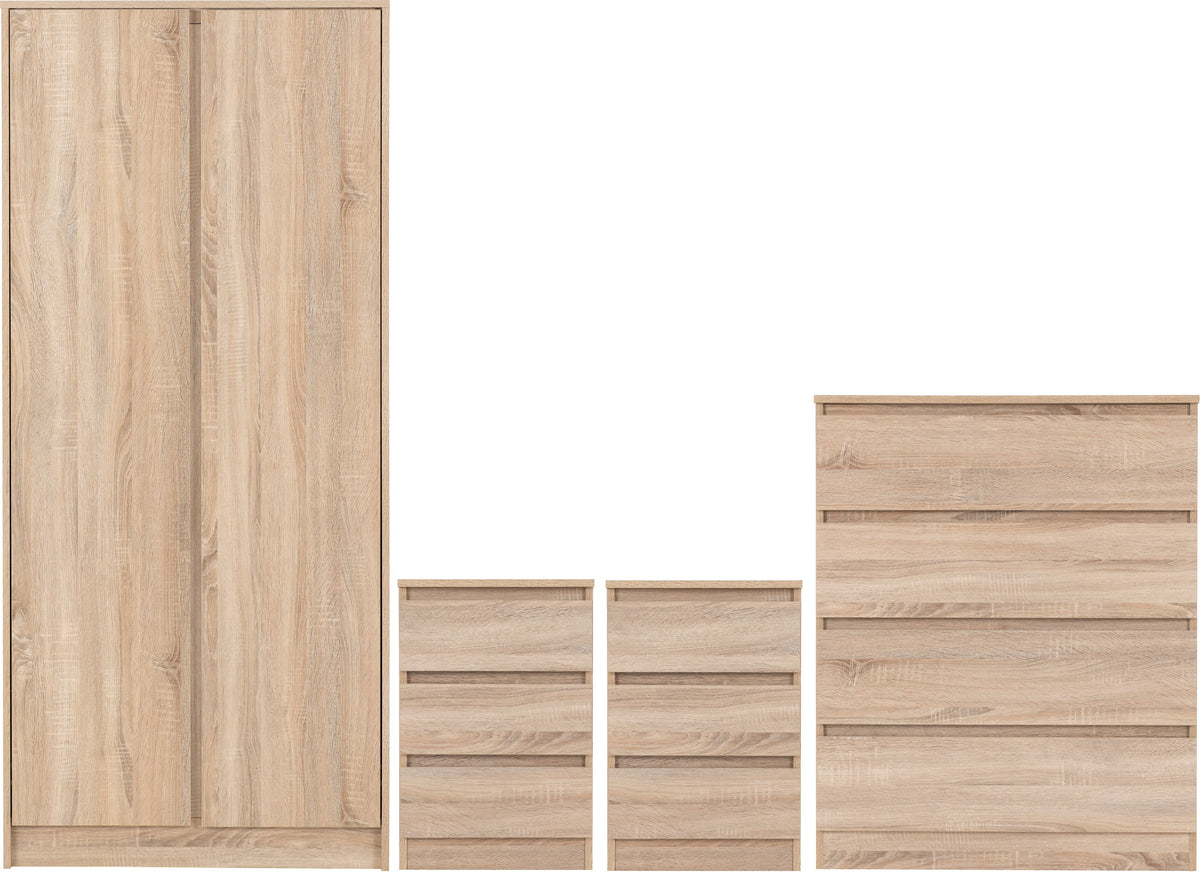 Malvern 2 Door Wardrobe Bedroom Set - Sonoma Oak Effect - view 23