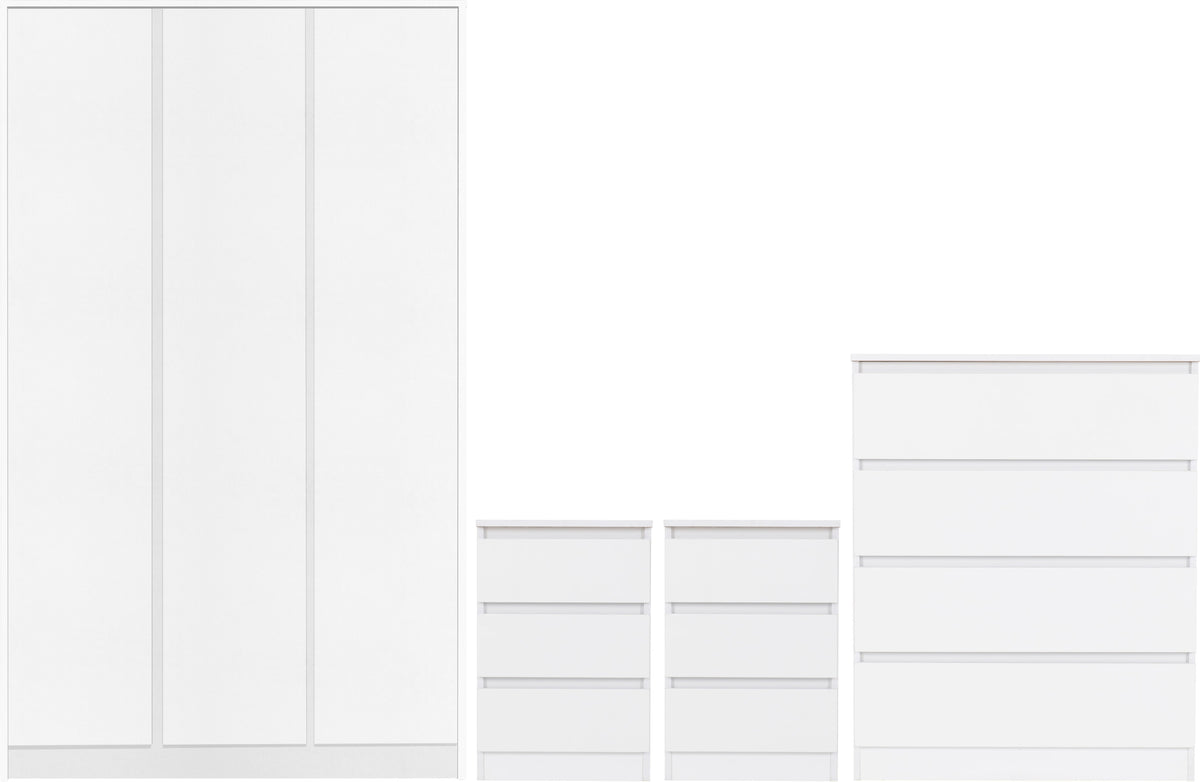 Malvern 3 Door Wardrobe Bedroom Set - White - view 23